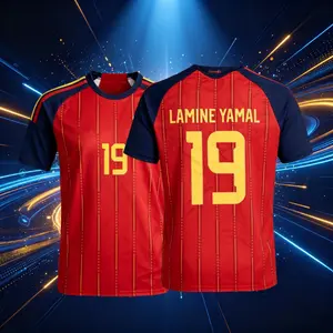 2026 Spain National Home and Away 19# Lamine Yamal Short Sleeve Soccer Jersey Fans Version Red