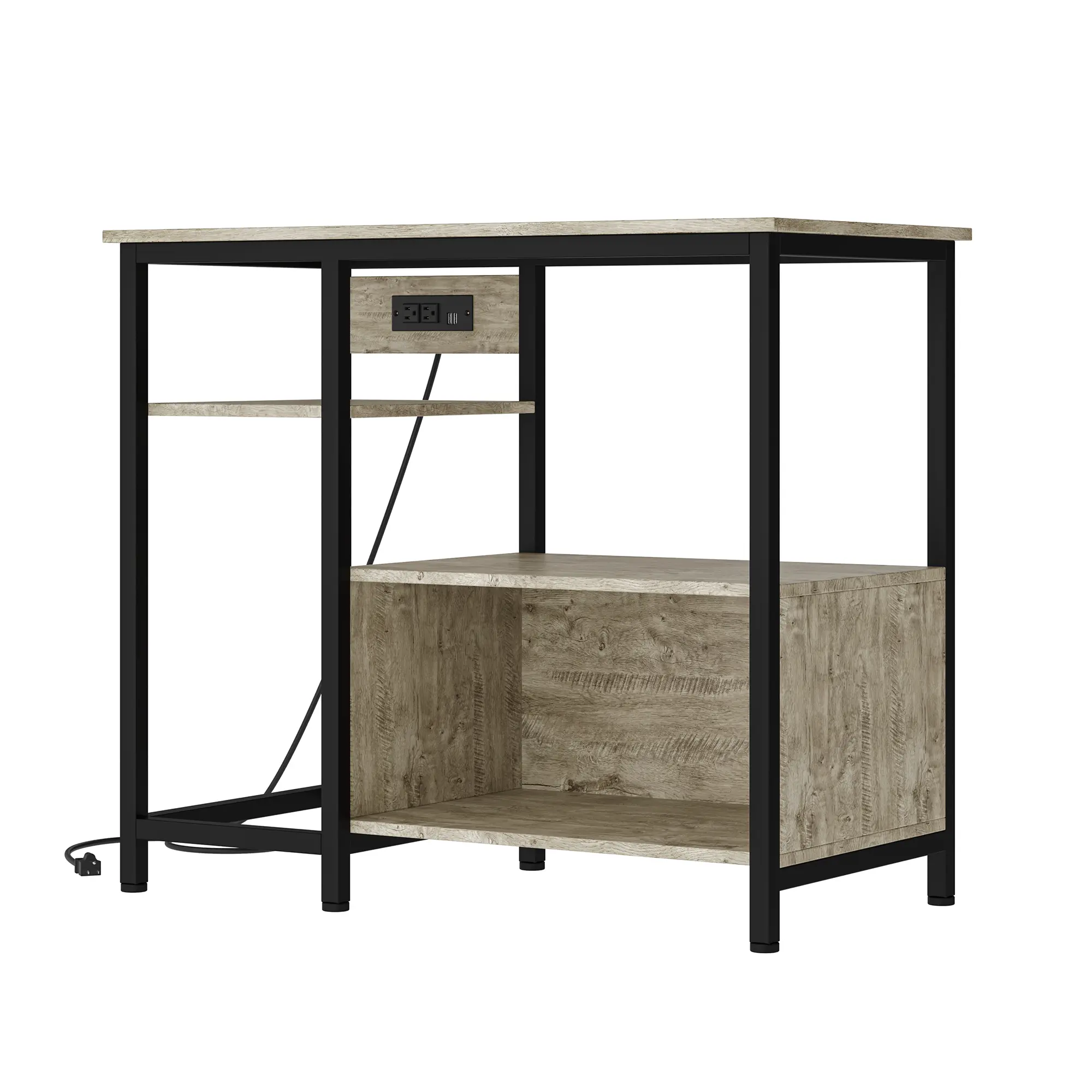 Garvee Fish Tank Stand for 40-50 Gallon Aquariums, Heavy-Duty Metal & Wood, Built-In Power Outlets, 4-Tier Open Storage Shelves, Rustic Brown