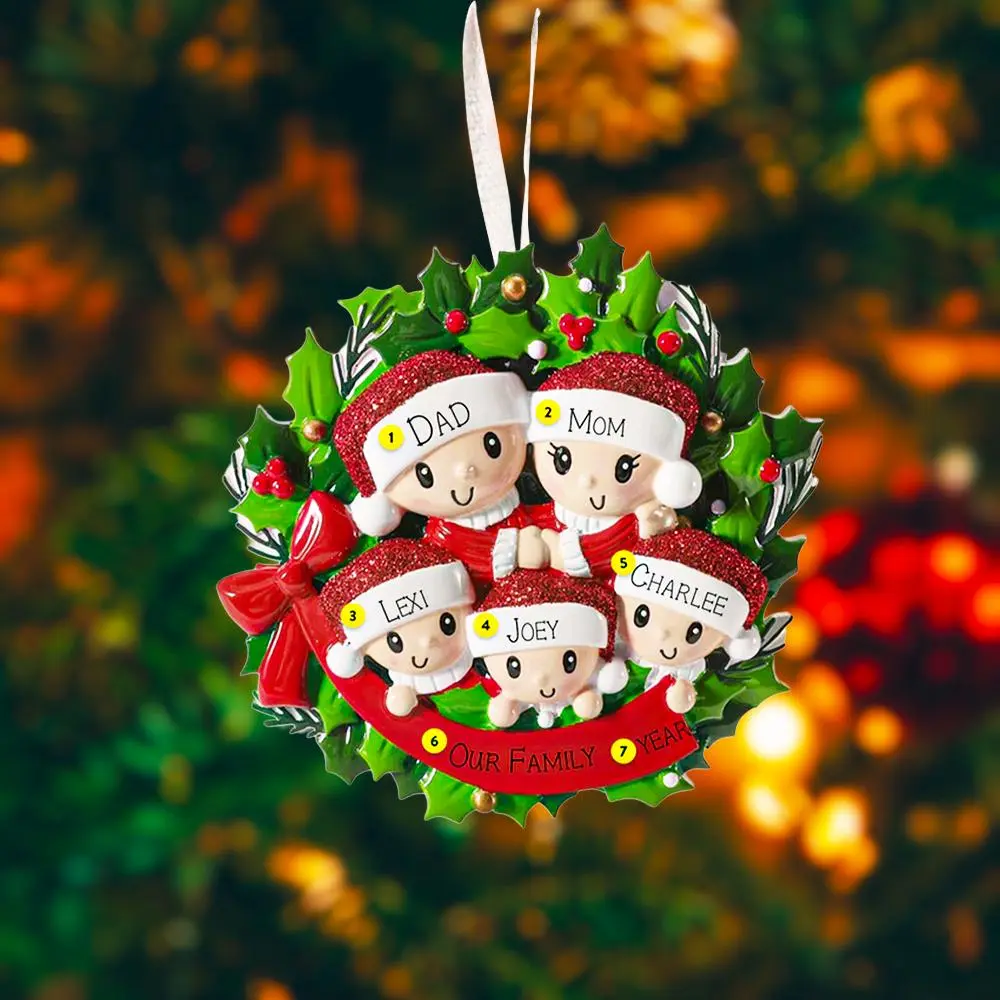 Personalized Family of 5 Christmas Ornament | Handwritten Names Keepsake