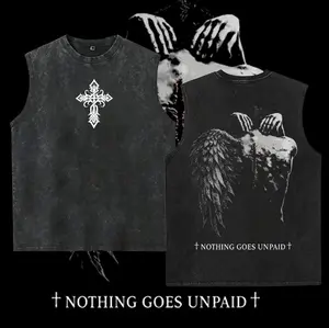 washed vest Nothing Goes Unpaid Christian  Vintage Washed Angel Wings Cross Back Graphic Faith Over Pain Jesus Redemption Streetwear Gift for Believers