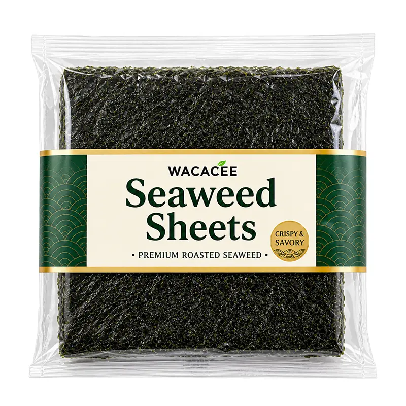 WACACEE Original Natural Dry Seaweed Strips - Low Calorie, Cholesterol-Free, Ambient, Individually Packed Asian Crisp Snacks with Balanced Salt, Ready-to-Eat for Adults and Children, Watch Party & Rice Mixing Use