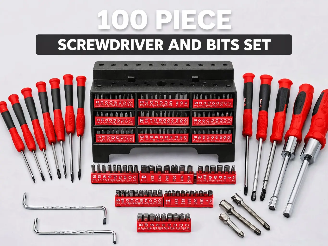 100-Piece Magnetic Precision Screwdriver Set with Screwdriver Bits, Torx Bits & Organizer Case for Furniture Assembly, General Maintenance, Precision Screwdriver Sets