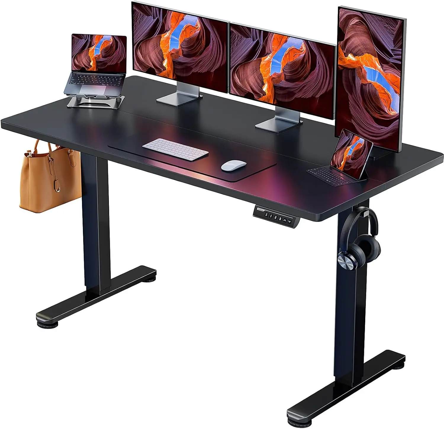 Height Adjustable Electric Standing Desk, Sit Stand up Desk, Memory Computer Home Office Desk with Two-Piece Desktop