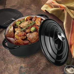 Enamel Cast Iron Soup Pot | Oval Dutch Oven | 4.5-QT, Oven Safe up to 500°F