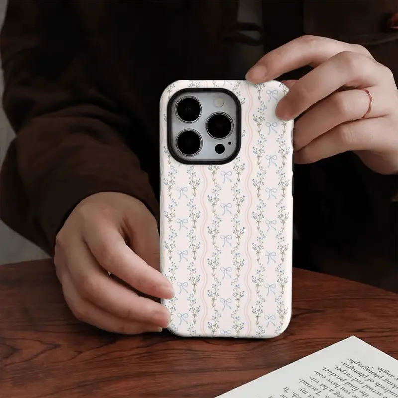 Floral bow phone case, sturdy and durable 2 in 1 case, compatible with iPhone 17/16/15/14/13/12/11 Pro Max/Plus/Pro, Galaxy S25/S24/S23 Ultra. Durable, stylish protection, drop proof phone case, the perfect birthday gift for a friend., Accessories, Smartp