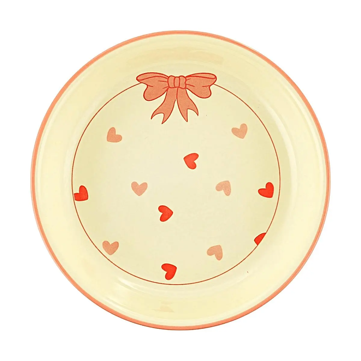 Golden Lion 8-Inch Ceramic Dinner Plate, Yellow Bow Accent, Round Dessert Salad Plate