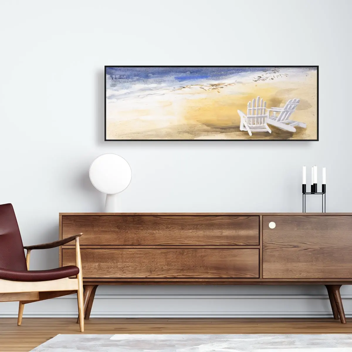 16x48 in. Standard Neutral Coastal Framed Print Beach Painting - 360-Stand Ready-to-Hang Home Inspo Nature Art Indoor Wall Art, 9.74 lbs. Bedroom Sandy Decor Gift