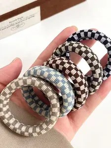 5pcs Plaid Pattern Hair Bands Set, Hair Ties, High Elasticity Hair Accessories, Fashionable Headbands for Women and Girls, Ideal for Thick Hair, Hairbands, Scrunchies