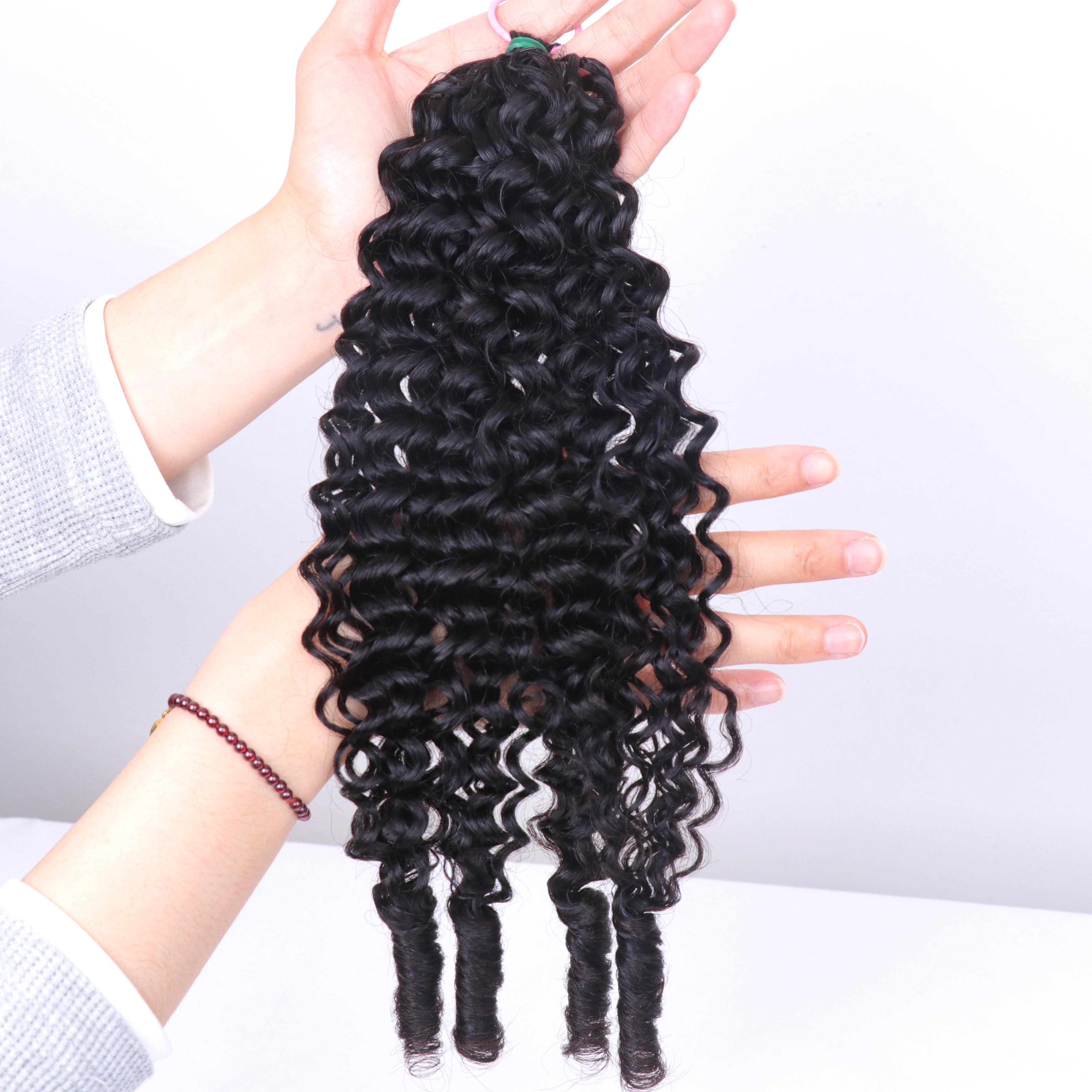 Feather Crochet Human Hair Burmese Curly Crochet Hair for Black Women Knotless Pre-Separated Lightweight Miracle Knots Crochet Human Hair 100% Real Human Hair Bundles Soft Reusable