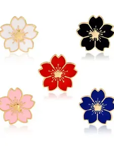 Elegant Sakura Brooches Set of 5, Perfect for Backpacks, Clothing, Hats, Hat Pins, Ideal Fashion Accessory Gift, Stylish Design, Charms, Flower Brooch Pin