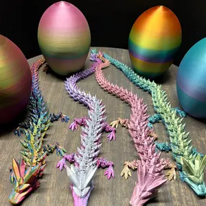 3D Printed Crystal Dragon with Egg 16 Inches figurine decor Multicolor
