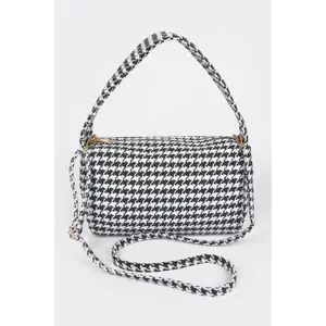 Houndstooth Knit Shoulder Bag