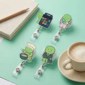 Smiskii Career Mix Sparkly Retractable Badge Reel Cute AAC, Baker, Baby, Business Man Acrylic ID Holder For Gift
