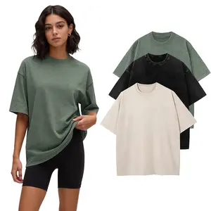 Womens 3 Pack Oversized Tshirts Vintage Washed Cotton Tees Unisex Short Sleeve Loose Fit Baggy Streetwear Boyfriend Top summer clothes outfits