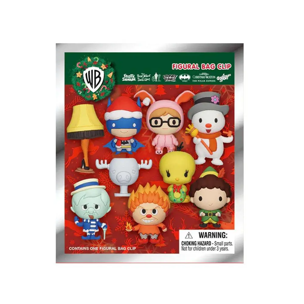 1PC WB Christmas Series 3D Blind Bag Keychain Figures Elf, LOONEY TUNE Batman Peripheral Ornaments 11 Random Models, Keychain Collectibles, A pack of Classic Key Charms Bag Accessories