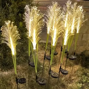 Solar Outdoor Fiber Optic Reed Light, Garden Realistic Reed Decoration Lamp, Holiday Lighting Pathway Lawn Christmas Decorations