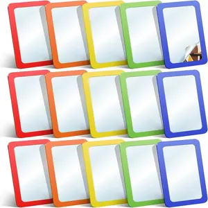 15 Pcs Small Mirrors for Kids 6 x 4 Inch Unbreakable Shatterproof Mirror for Crafts Square Round Corners Double Sided Preschool Facial Expression Classroom Mirror DIY Crafts (5 Bright Colors)