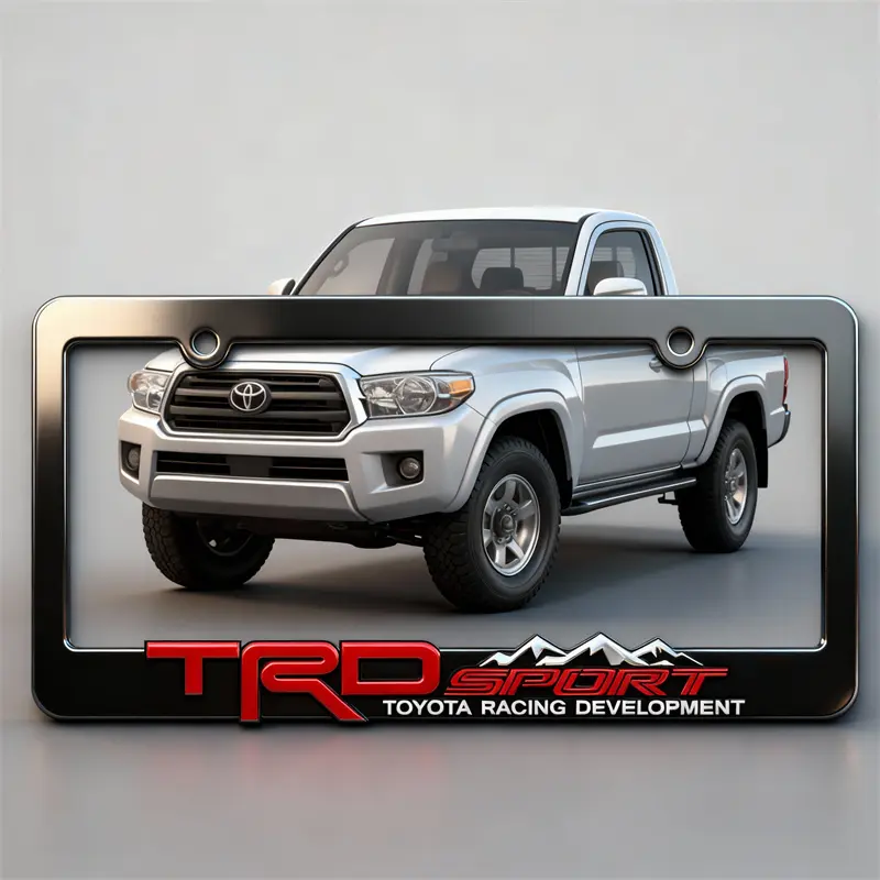 2 PC Black ABS License Plate Frames for Toyota Tacoma Tundra 4Runner RAV4 Highlander Heavy-Duty Off-Road Racing Style Matte Finish No Logos Decals Aggressive OEM Upgrade