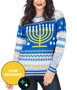 Women's Reversible Sequin Hanukkah Sweater
