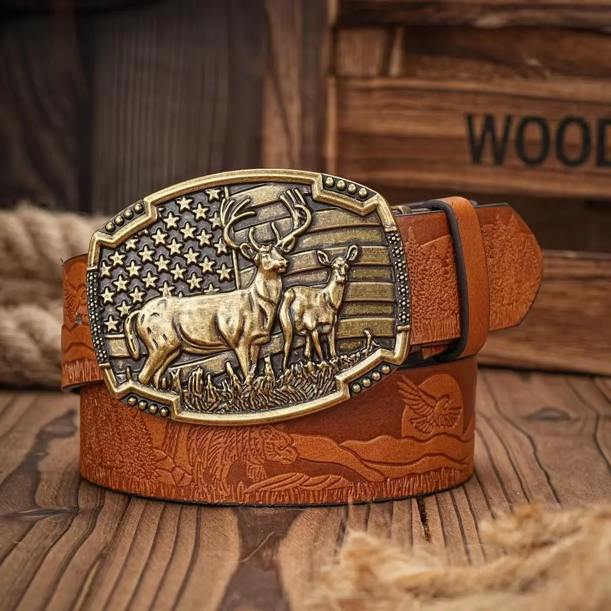 Western Cowboy Leather Belt with Bull Buckle for Jeans Vintage Western Belt Longhorn Bull Belt Buckle Belt Cowboy  main image 4