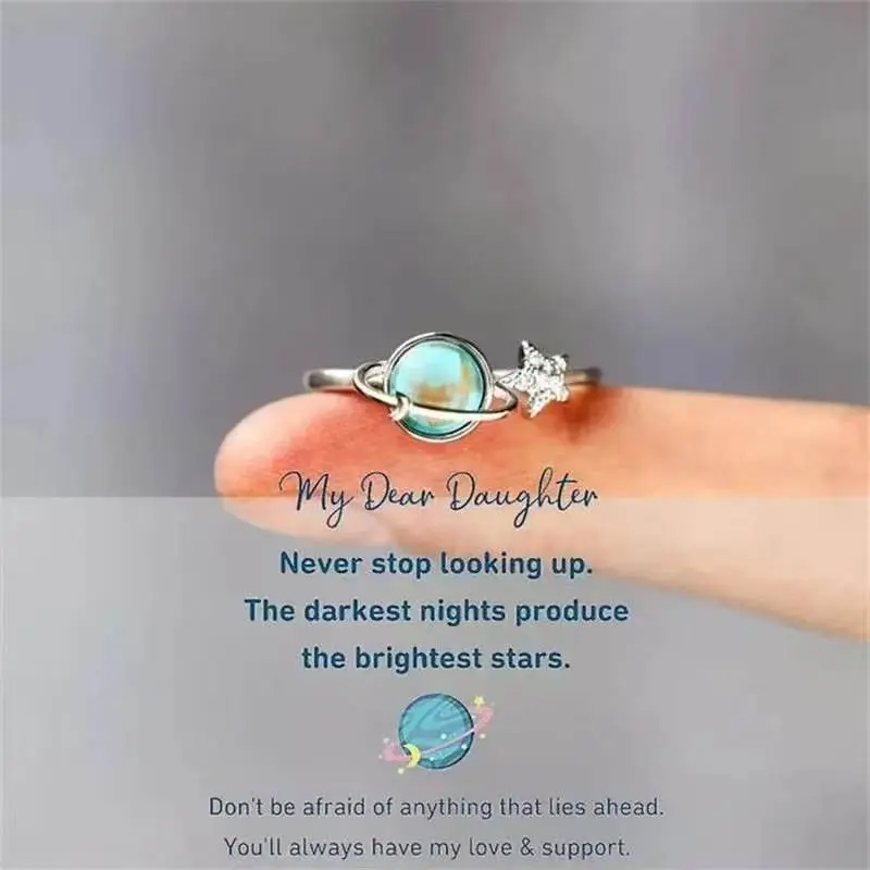 To My Daughter Gift Star & Moon Rotatable Ring for Stress Relief Fidget Ring for Anxiety Relief