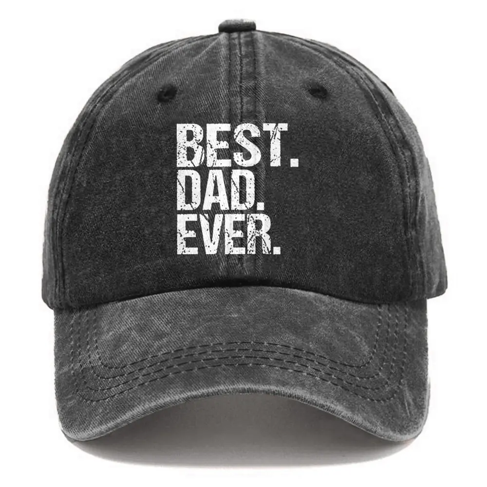 Washed Baseball Cap Best Dad Ever Print Hat Retro Adjustable Dad Hats Gift for Men/Women, Unstructured/Cotton