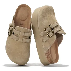 Genuine Leather Clogs For Women - Wedge Womens Platform Sandals With Memory Foam Insole Heeled Mules 2025 (stephi)