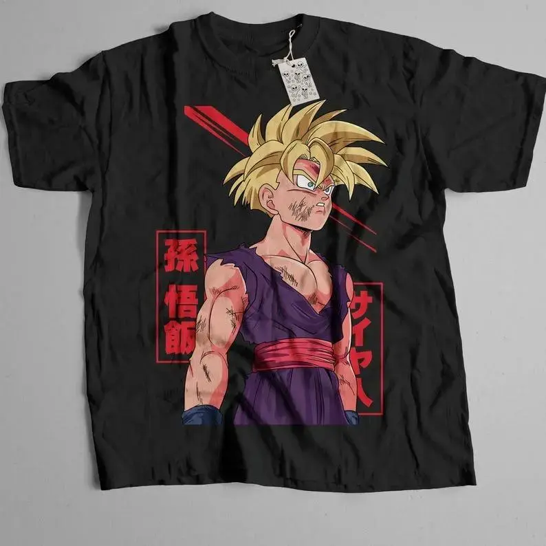 DBZ Gohan Graphic T-Shirt for Women, Casual Shortsleeve Crew Neck Top, Soft Lightweight & Breathable for Everyday Streetwear, Tshirt, Tee, Tops, Essential