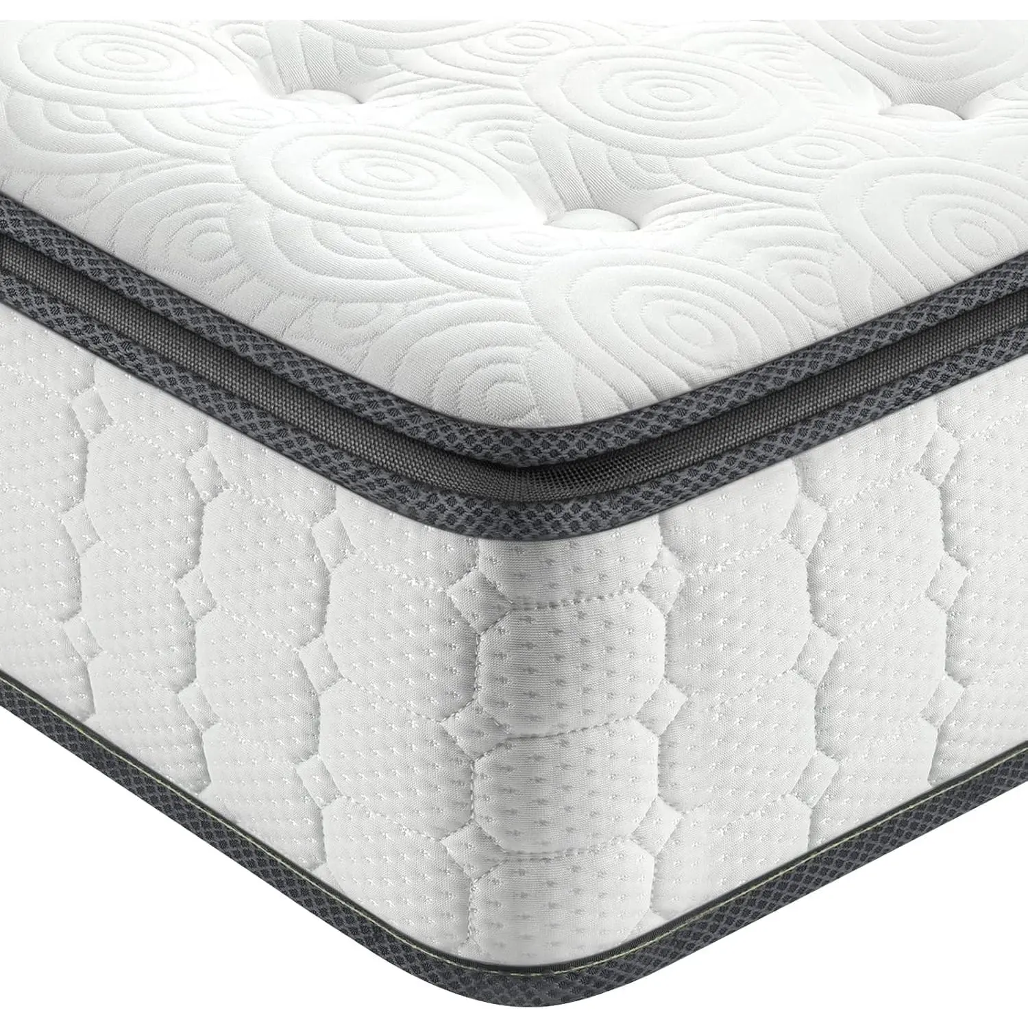 Vesgantti Queen Mattresses, 10 Inch Hybrid Pillow Top Queen Size Mattress in a Box, Memory Foam Pocket Coils Innerspring Mattresses, Fiberglass Free, Pressure Relief, Medium Firm Plush Feel