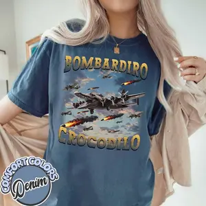 Bombardiro Crocodilo Funny Brain Rot T-shirt, Meme Shirts, Stupid Gifts, Weird Clothes, Unhinged Tee, Crocodile Tshirt, Gift for Teenager