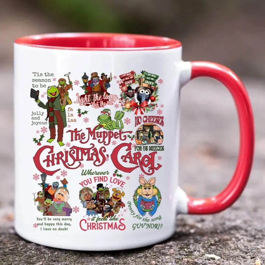 Vintage Muppet Christmas Show Mug, Bean Bunny And Friends Mug, Muppet Christmas Carol Colorful Mug, Xmas Gift