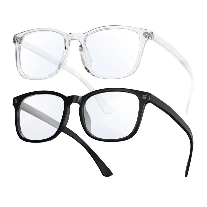Unisex Gaming Glasses Clear Lens Lightweight Durable Non-Prescription PC Frame Eyewear for Computer Screen Protection, Office Work, Daily Wear & Fashion Accessory, Comfortable Reinforced Plastic for Men & Women