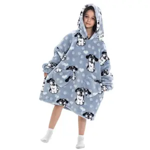 Cartoon Pattern Hooded Blanket, 1 Piece Kids Oversized Blanket Hoodie, Soft Comfortable Warm Throw Blanket, Blanket Hoodies with Pocket, Bedding Supplies for Home Bedroom Boys Girls