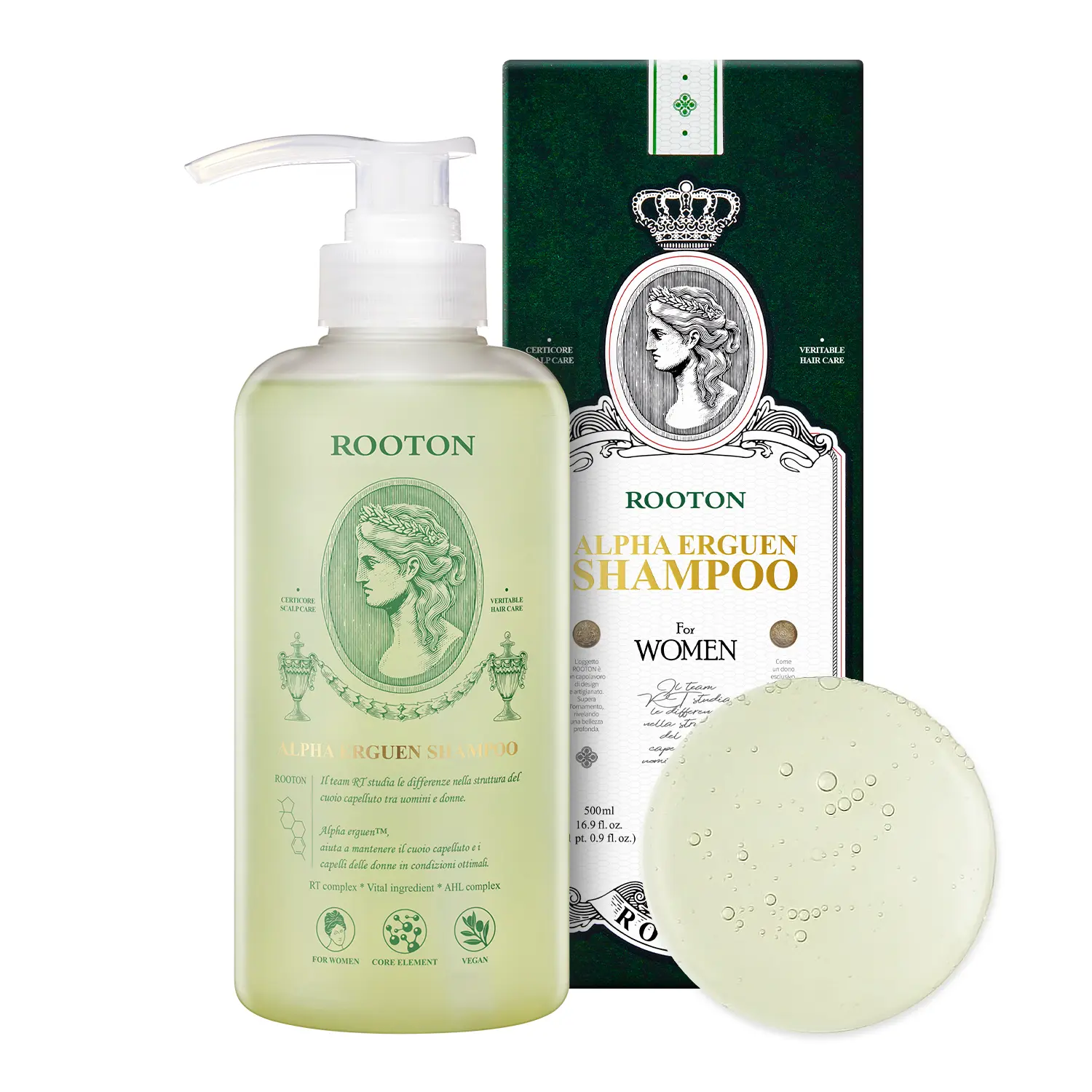 [ROOTON Official Store] Alpha Erguen Shampoo 16.9 fl.oz (500ml) – Women Vegan Formula for Anti Hair Loss, Scalp Balancing & Silky Nourishing Care with Clinically Proven RT-Complex Formula