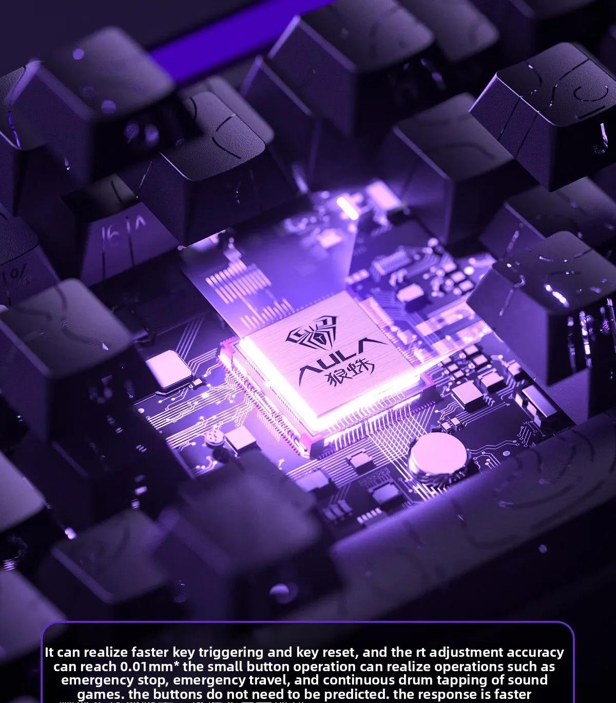 AULA HERO 68HE 60% Gaming Keyboard Wired Hall Effect Magnetic Switch with Adjustable Actuation Rapid Trigger Mode 8K Hz Polling Rate 0.125ms Latency Side Printed PBT Keycaps RGB Backlit