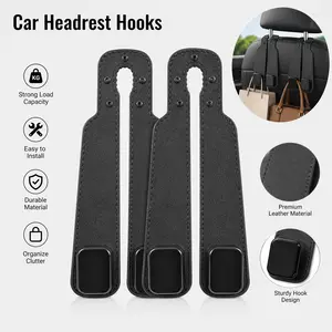 Car Seat Back Storage Hook, CarWeekly DealsSeat Headrest Hook,Car Hooks for Purses andBags, Purse Holder for Car, Leather Car SeatBack Storage Hook Double Hook Car SeatHangers Organization Accessories