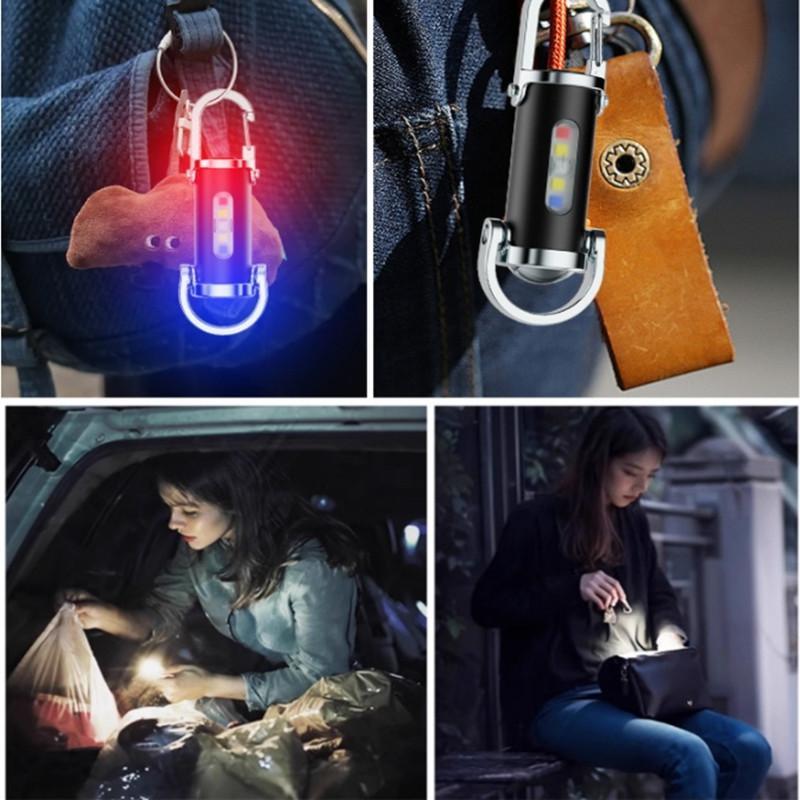Multifunctional Rechargeable Keychain Light | 6 Lighting Modes, Portable COB Flashlight for Outdoor & Daily Use Great Gift for Him for Outdoor Activities