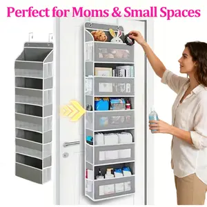 [5-Tier Storage Box] Door Storage Box, Hanging Door Storage Box with 5 Large Capacity Pockets | Anti-tilt 44 Pound Load Back Of Door Storage Box for Bedroom, Bathroom, Pantry, Children's Room Storage And Collection Use Over The Door Pantry