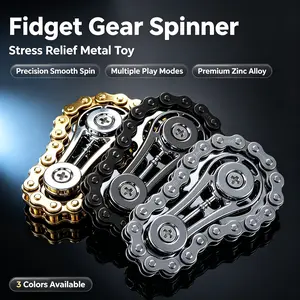 Metal Bike Chain Fidget Spinner Gear Toy Stress Relief Anti Anxiety ADHD Fidget Toys for Adults Teens Pocket Sensory Toy Metal Gear Fidget Spinner | Bike Chain Stress Relief Pocket Toy