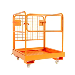 GARVEE 36" x 36" Forklift Safety Cage with 1200 Lbs Capacity, Folding Work Platform with 4 Wheels, Collapsible Lift Basket for Versatile Aerial Jobs and Enhanced Safety