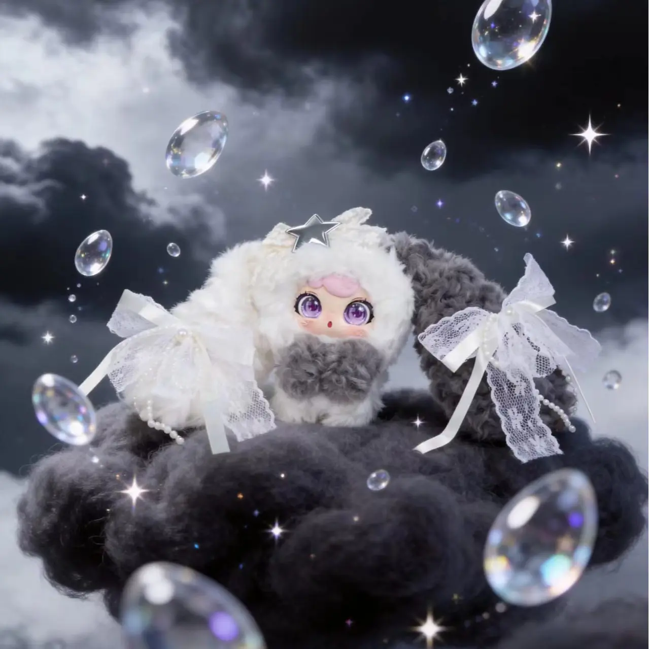 KX- ZAZA Hanging Ear Rabbit Little Cloud Series-Bunny Plush Dolls，Soft Furry Collectibles，Backpack or clothing decoration