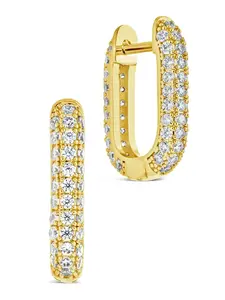 Mara CZ Rectangle Hoop Earrings