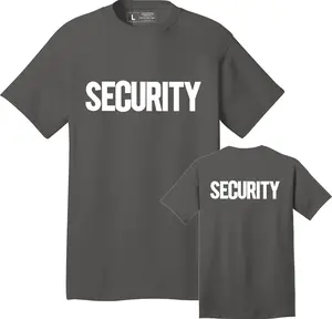 Security T-Shirt Front Back Print Men's Tee (Solid Design, Charcoal / White)