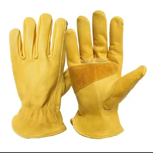 cowhide leather work gloves Anti Slip, Waterproof Industrial Leather Gloves