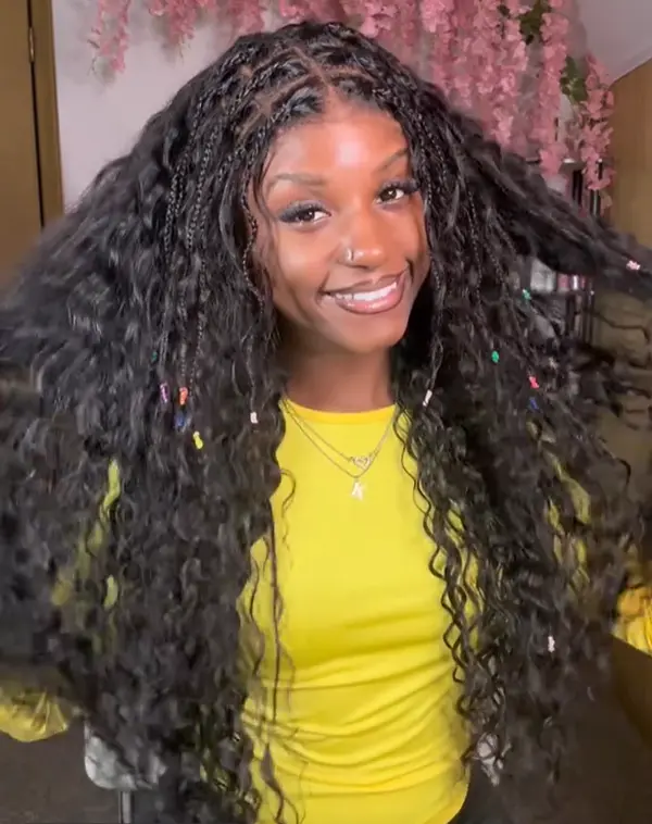 Live Pre Box Braided Pre Cut Gluless Lace Boho Curly Wig Human Hair 7x6 Lace Water Wave Wigs Ready to Go Pre Hairstyle Pre Bleached Outdoorfun#Summervibes