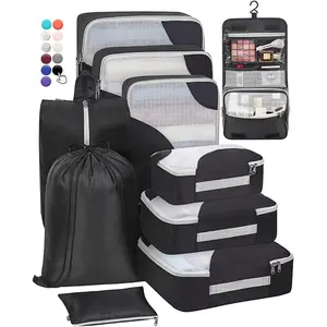 10-Set Sturdy Packing Cubes for Suitcases - Travel Essentials - Black