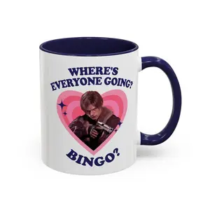 Leon Inspired Where’s Everyone Going Bingo Quote Mug, Retro Survival Horror Coffee Mug