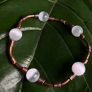 Selenite Satin Spar Crystal Copper Bracelets
