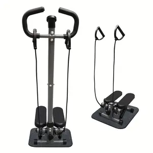 1pc Gray Exercise Stepper Machine with LCD Monitor, Resistance Bands, and Handle - Sturdy Steel & PP Construction for Home Fitness, Burning, and Leg Training, Steppers for Exercise At Home