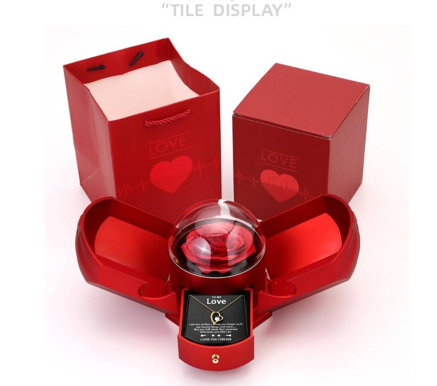Double open rose gift box drawer style rose jewelry box angel wings Chinese Valentine's Day necklace gift box